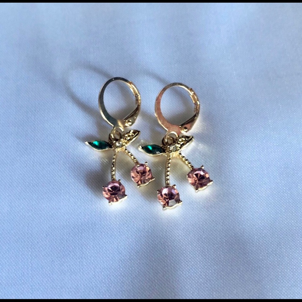 Pink cherry earrings